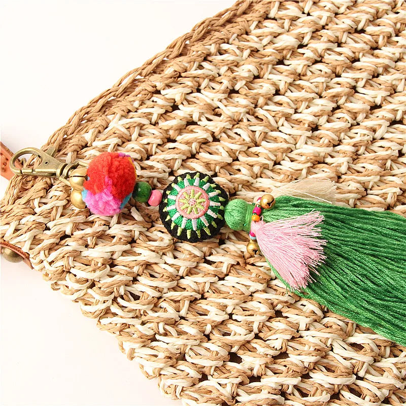 Boho Flower Pom Pom Keychain