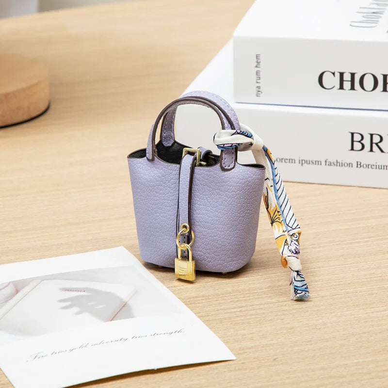 Mini Leather Hand Bag Charm