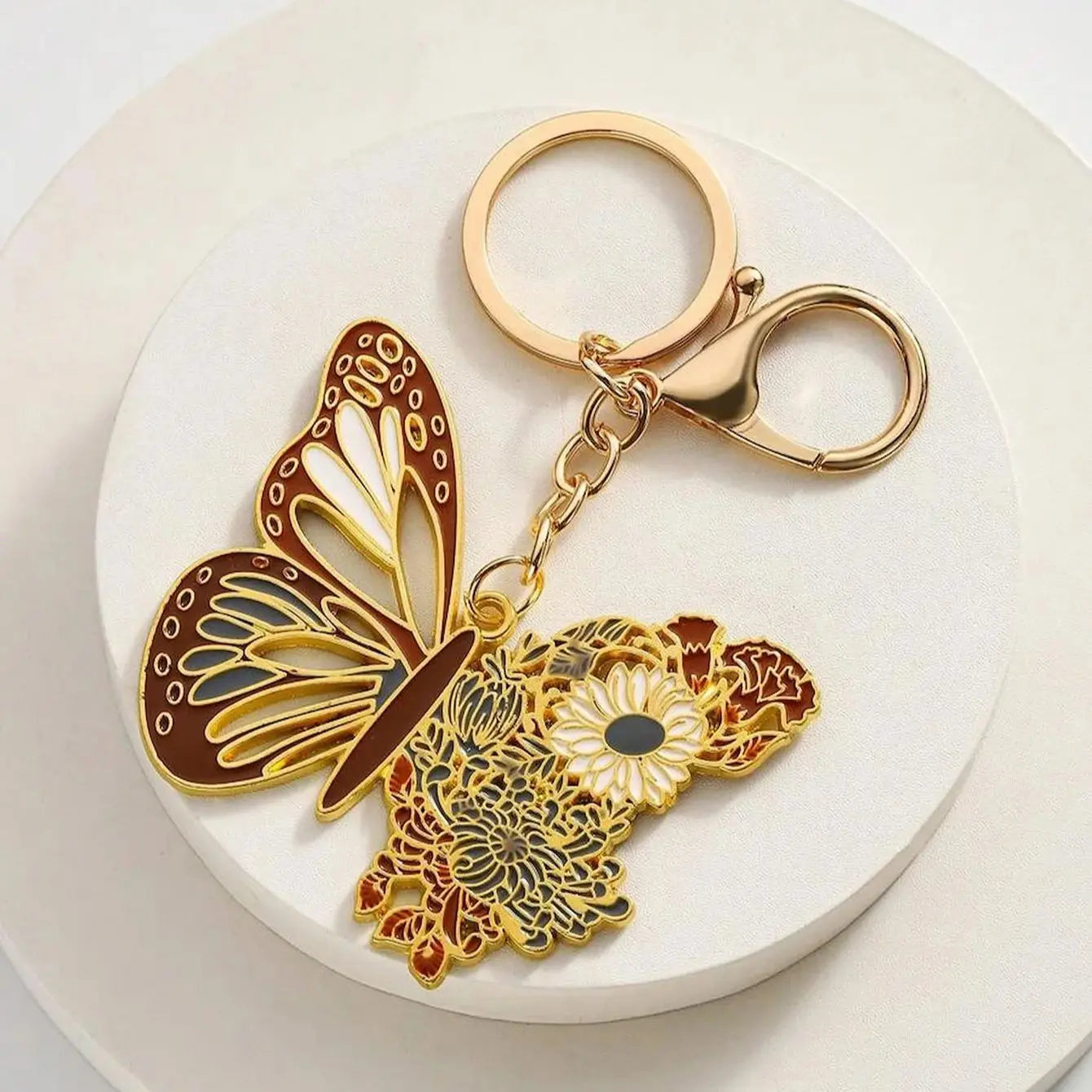 Butterfly Bloom Enamel Keychain