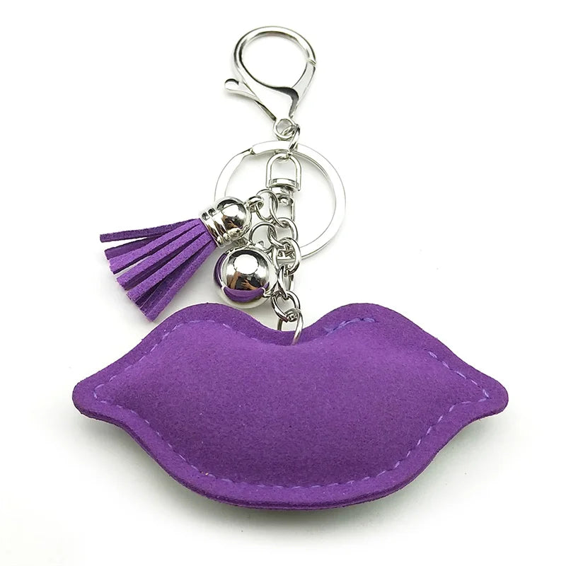 Purple Lips Rhinestone Keychain Charms