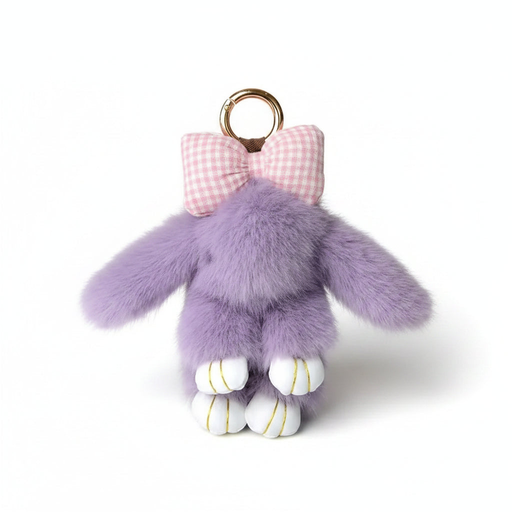 Fluffy Bunny Bag Charm Keychain