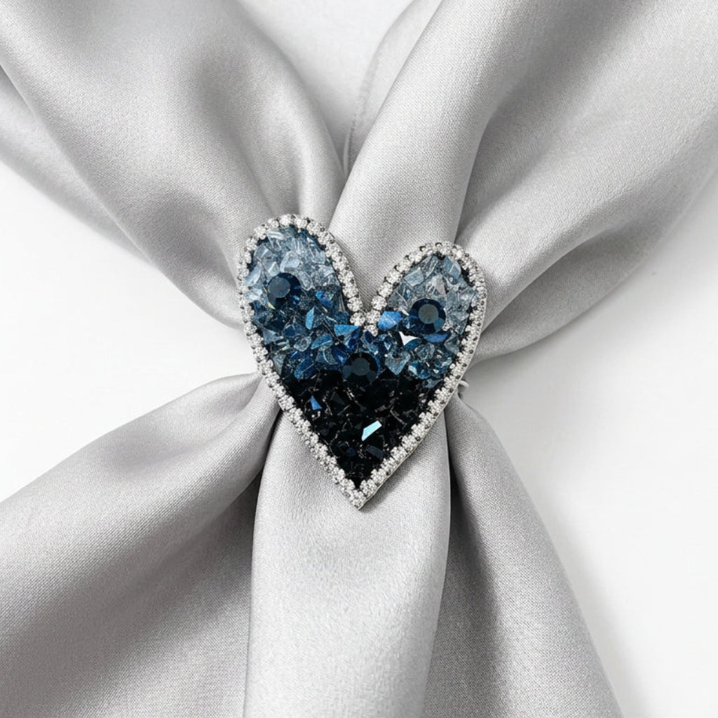 Sparkling Crystal Heart Brooch
