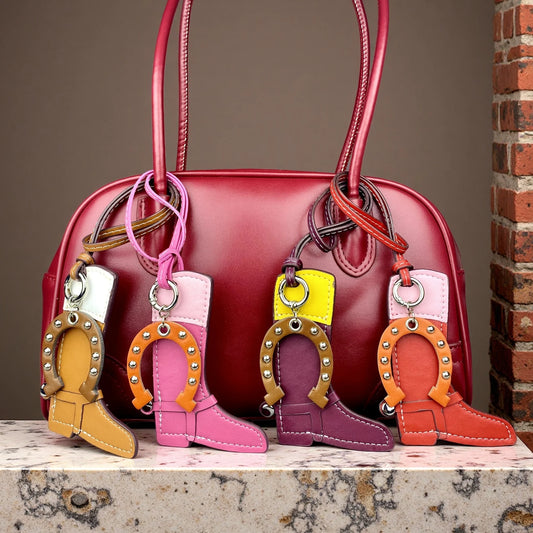Leather Boot & Horseshoe Bag Charm