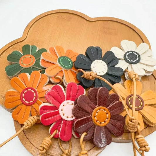 Handmade Leather Daisy Bag Charm