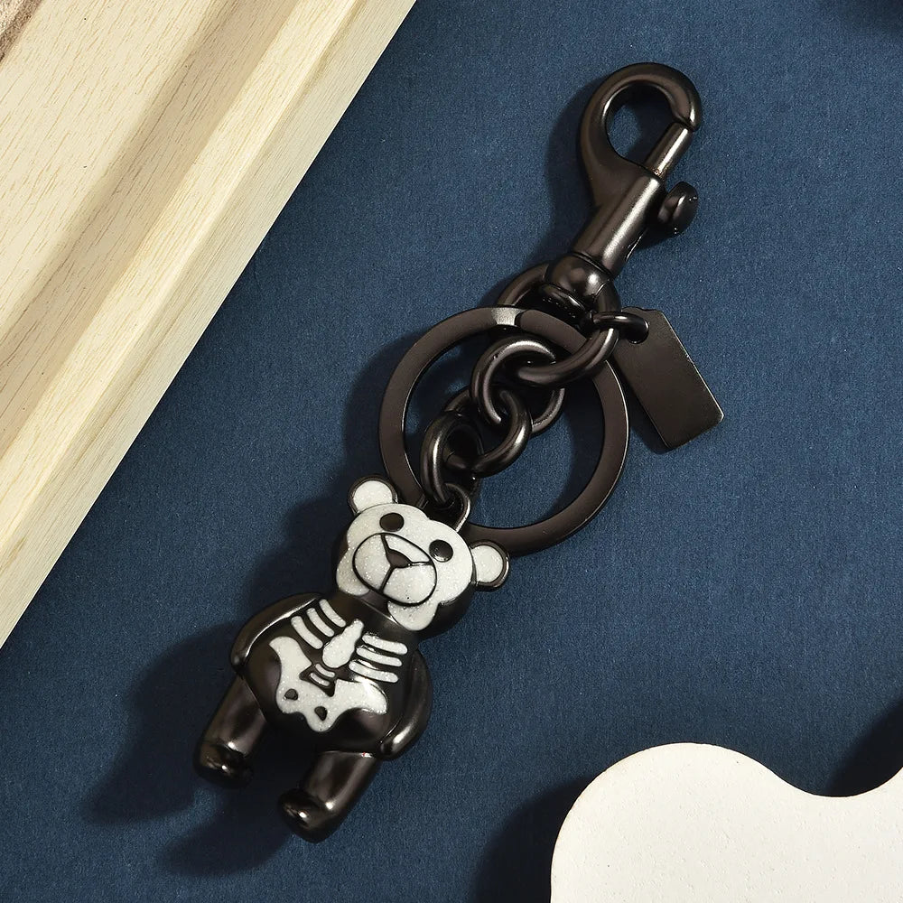 3D Metal Teddy Bear Bag Charm Keychain