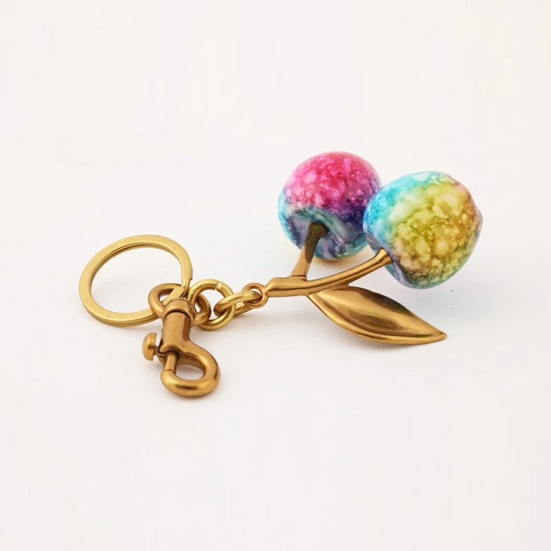 Colorful Cherry Fruit Keychain