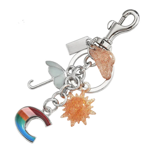 Sun Umbrella Letter Keychain — Rainbow Bag Charm Pendant