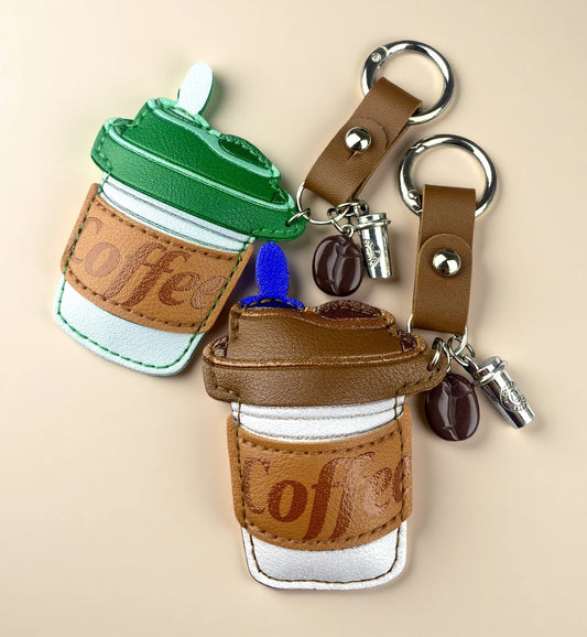 Coffee Cup Keychain & Bag Charm Set