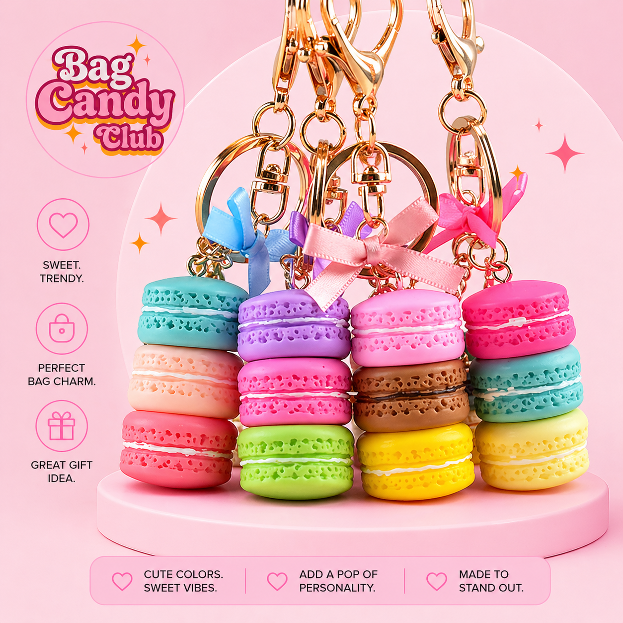 French Macaron Charm Keychain