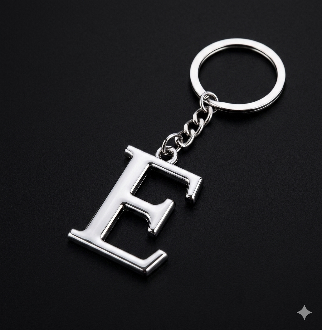 Silver Initial Letter Keychain