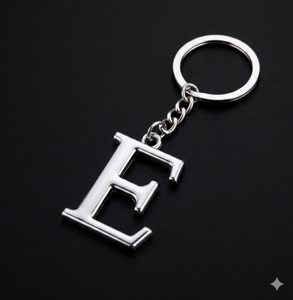 Silver Initial Letter Keychain