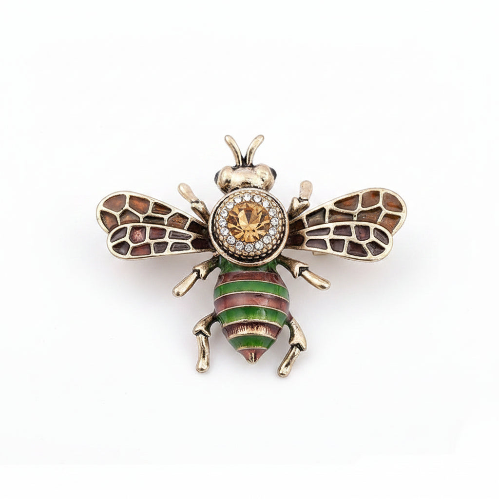 Rhinestone Bee Brooch Pin