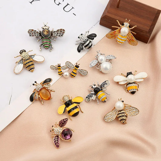 Rhinestone Bee Brooch Pin