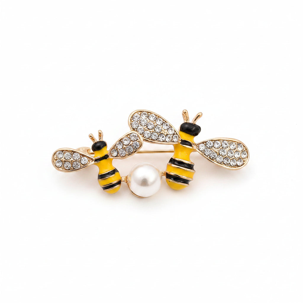Rhinestone Bee Brooch Pin
