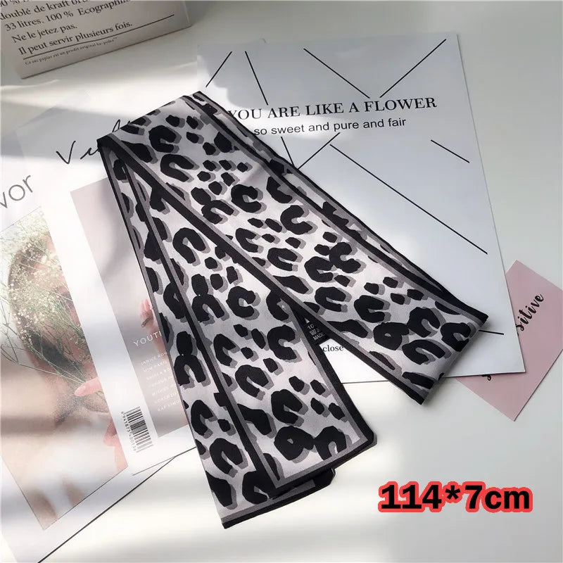 Leopard Print Silk Scarf & Bag Ribbon