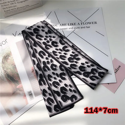 Leopard Print Silk Scarf & Bag Ribbon