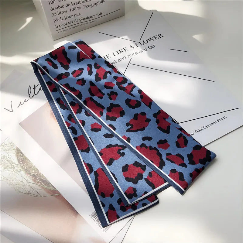Leopard Print Silk Scarf & Bag Ribbon