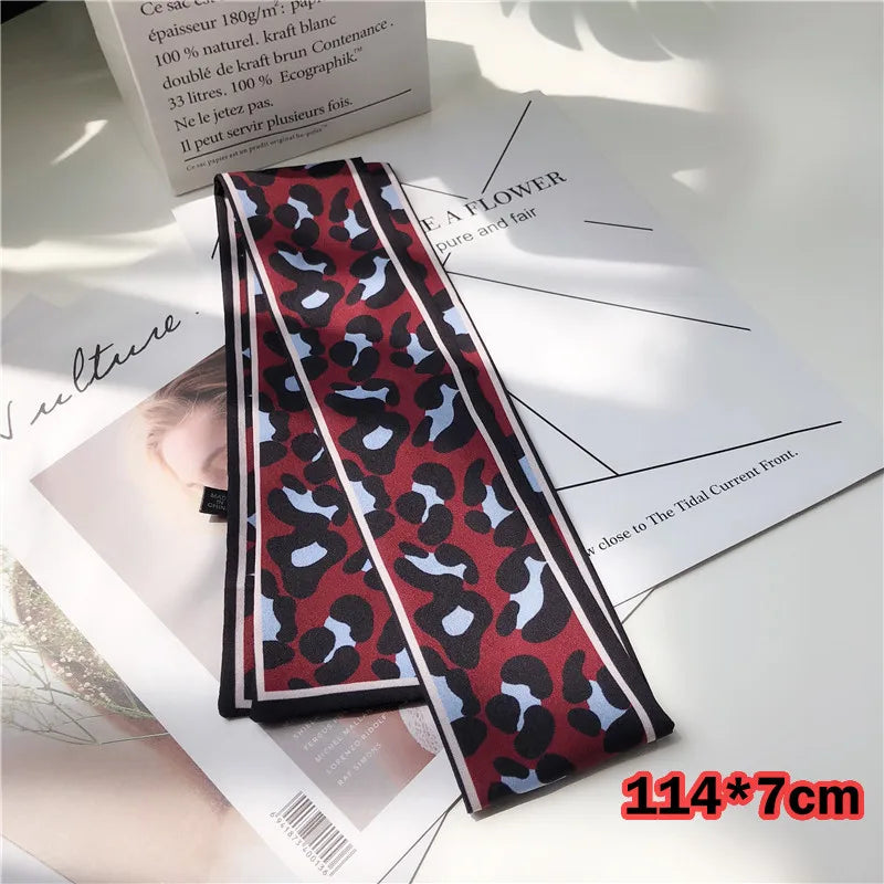Leopard Print Silk Scarf & Bag Ribbon
