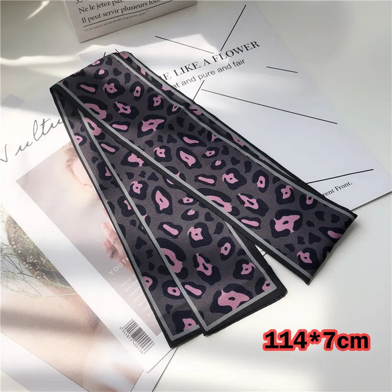 Leopard Print Silk Scarf & Bag Ribbon
