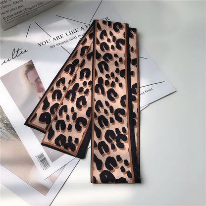 Leopard Print Silk Scarf & Bag Ribbon