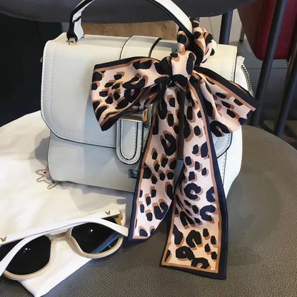 Leopard Print Silk Scarf & Bag Ribbon