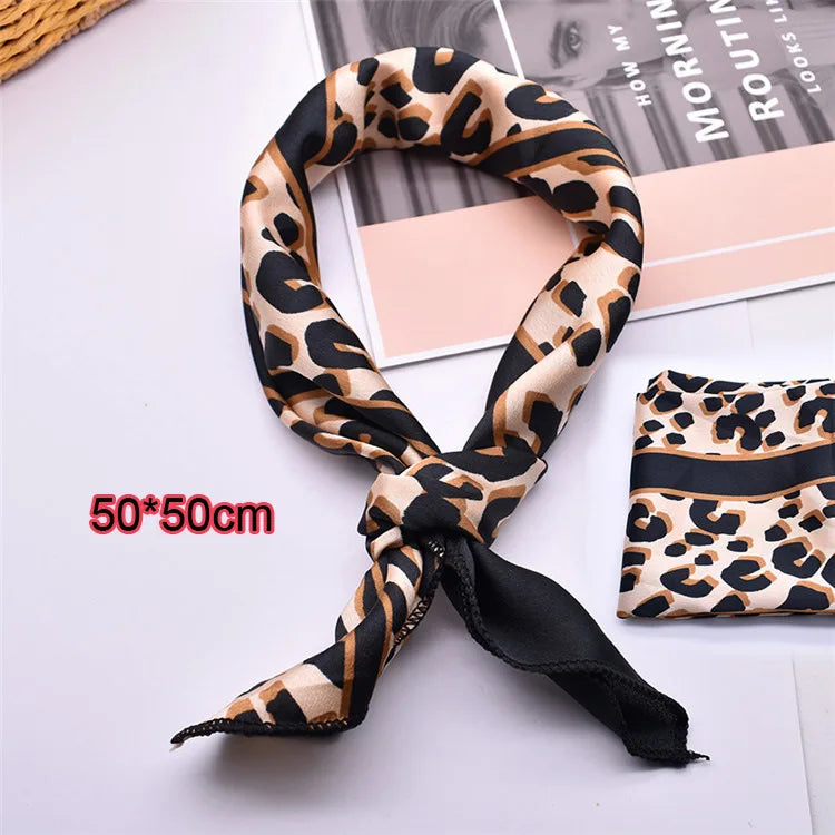 Leopard Print Silk Scarf & Bag Ribbon