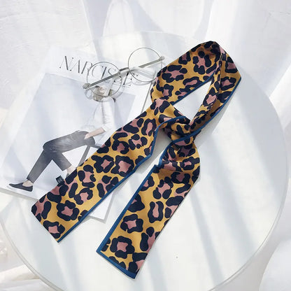 Leopard Print Silk Scarf & Bag Ribbon