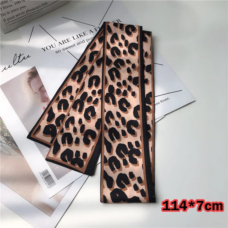 Leopard Print Silk Scarf & Bag Ribbon
