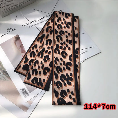 Leopard Print Silk Scarf & Bag Ribbon