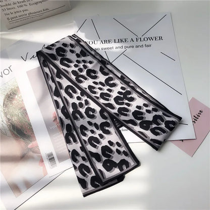 Leopard Print Silk Scarf & Bag Ribbon