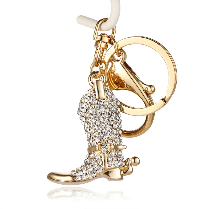 Rhinestone Cowboy Boot Keychain