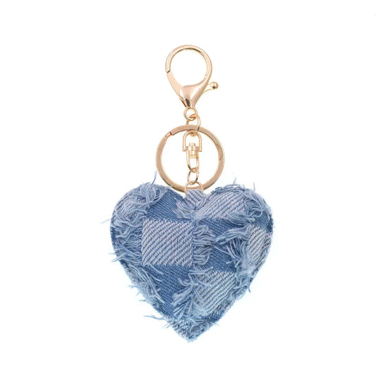 Denim Heart Keychain