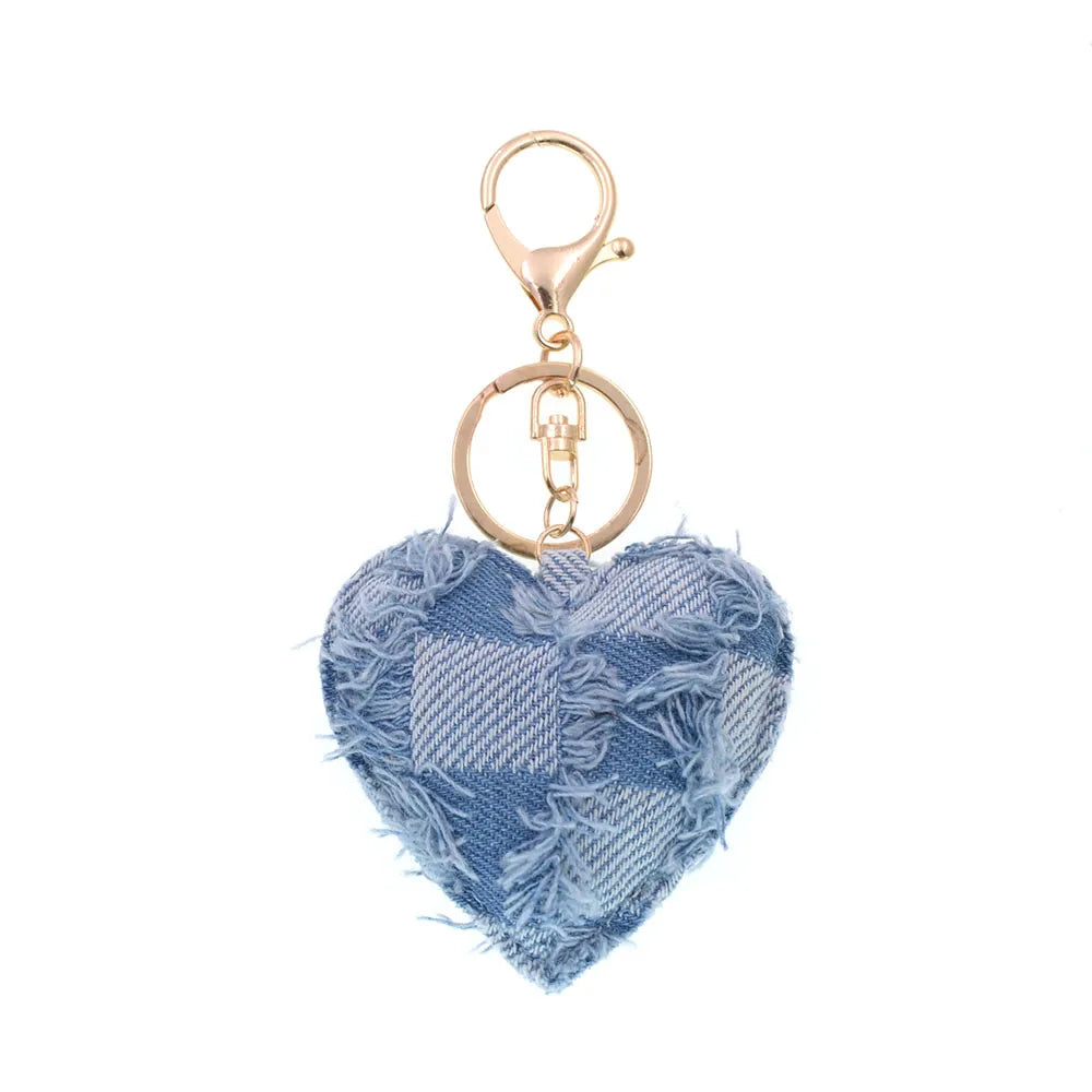 Denim Heart Keychain