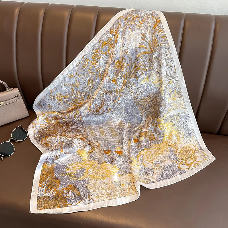 Floral Square Silk Scarf