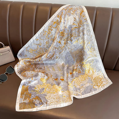 Floral Square Silk Scarf