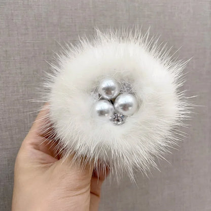 Mink Fur Flower Brooch