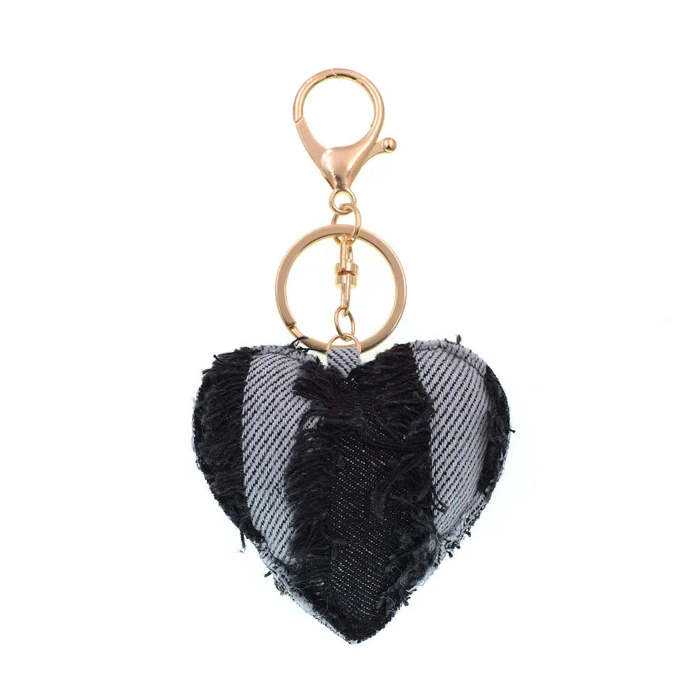 Denim Heart Keychain