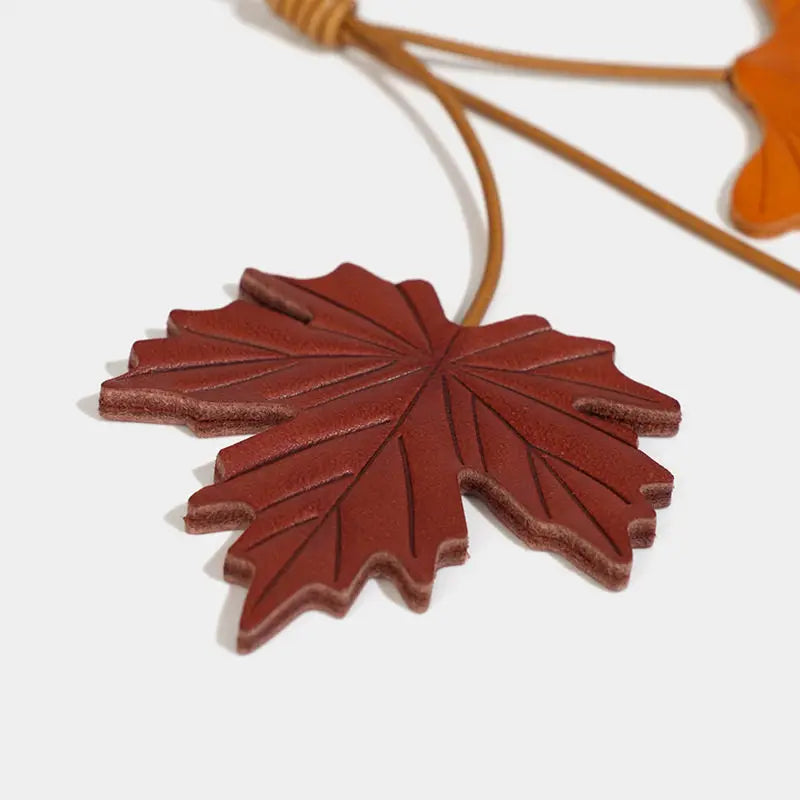 Leather Leaf Bag Charm Keychain