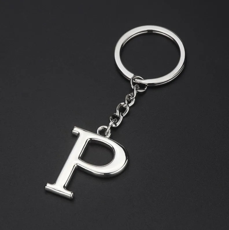 Silver Initial Letter Keychain
