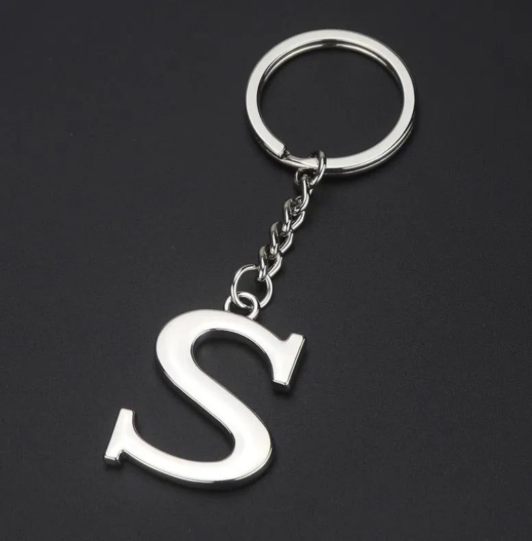 Silver Initial Letter Keychain