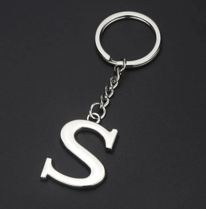 Silver Initial Letter Keychain