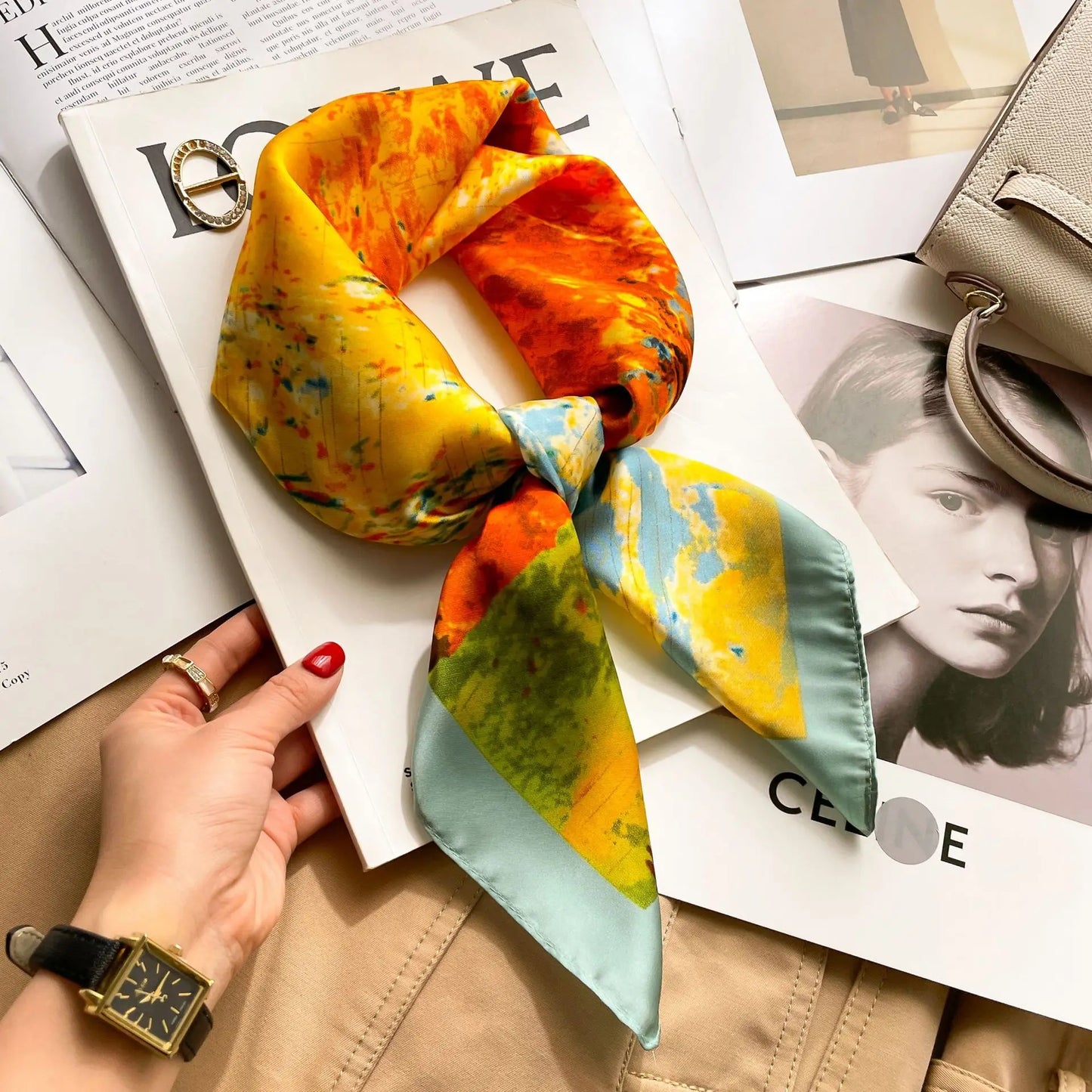 Floral Silk Square Scarf