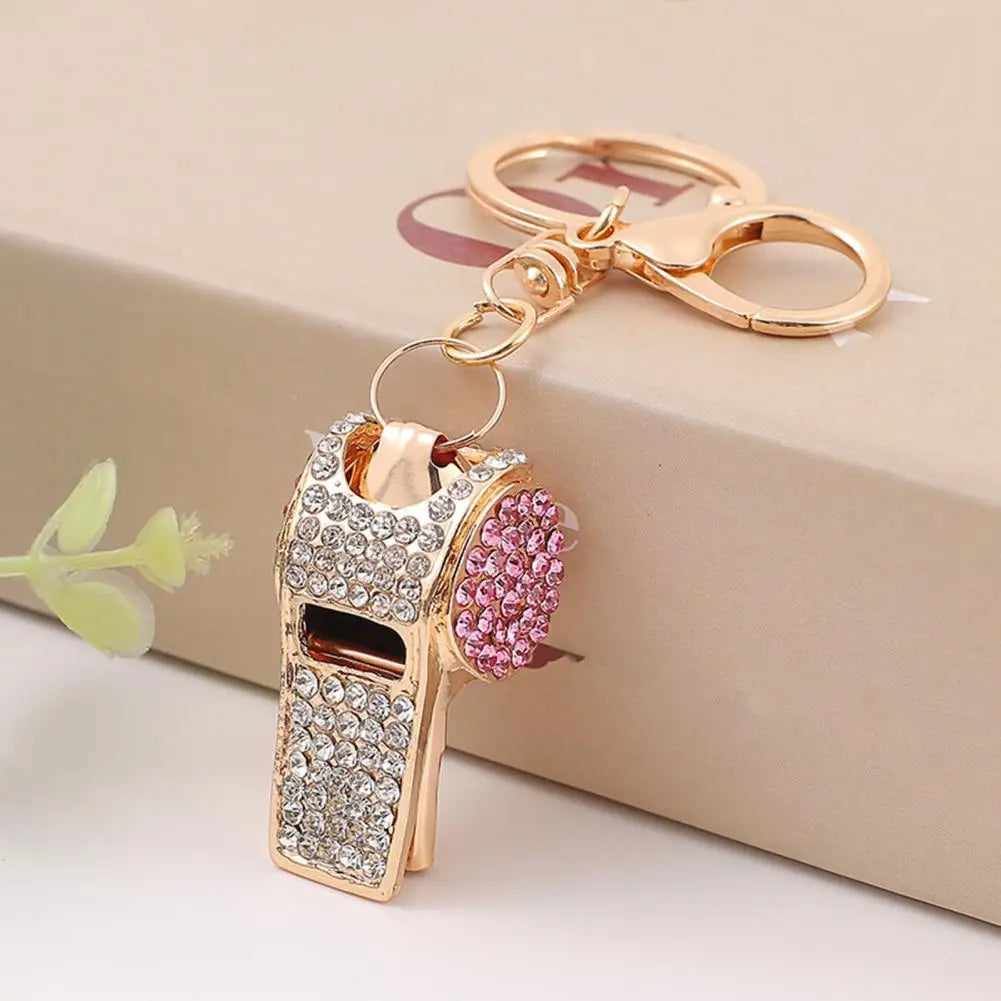 3D Rhinestone Whistle Keychain