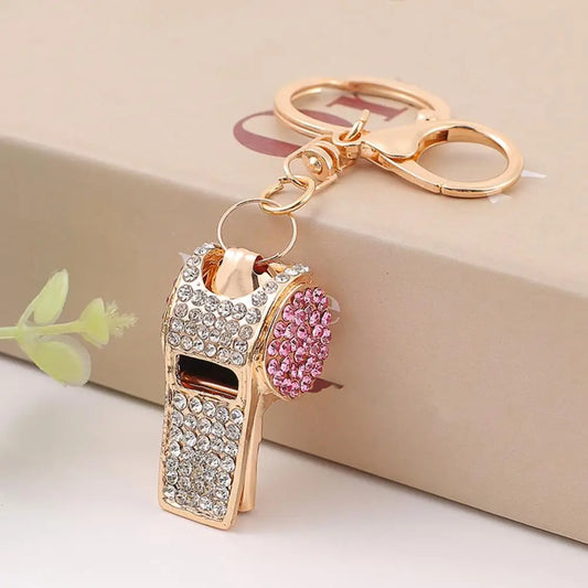 3D Rhinestone Whistle Keychain