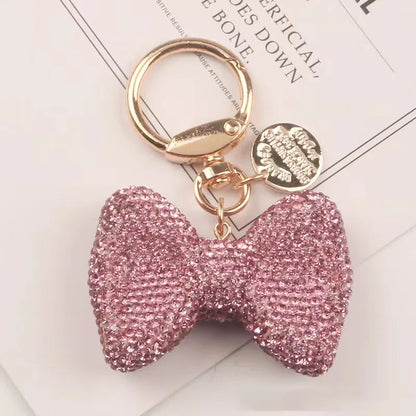 Rhinestone Bow Charm Keychain