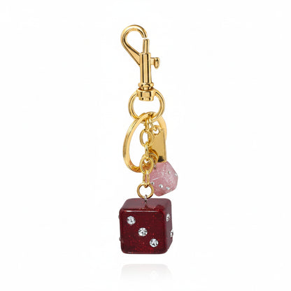 Y2K Lucky Dice Crystal Keychain