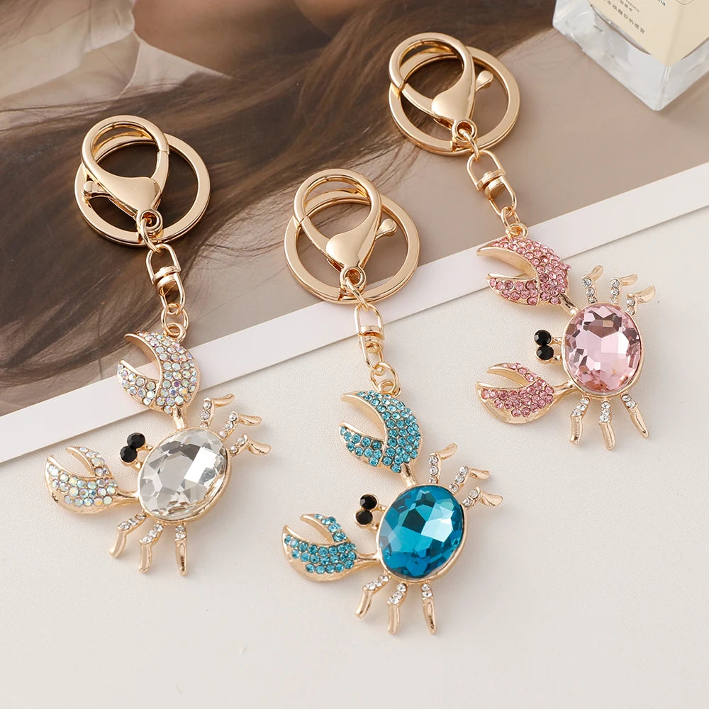 Large Sparkling Crystal Crab Keychain