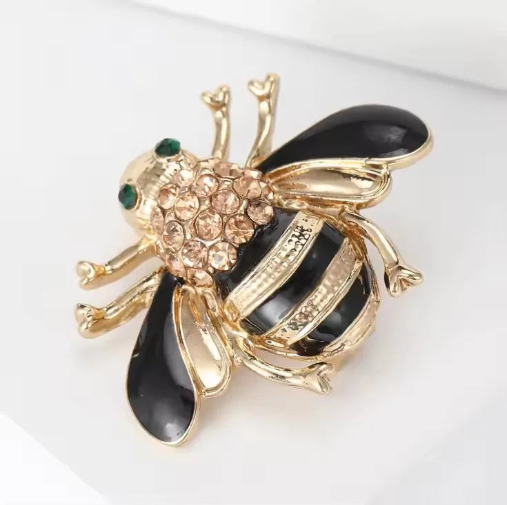 Rhinestone Bee Brooch Pin