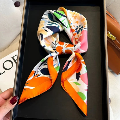 Floral Square Silk-Feel Scarf