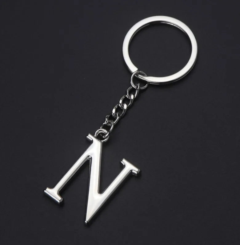 Silver Initial Letter Keychain